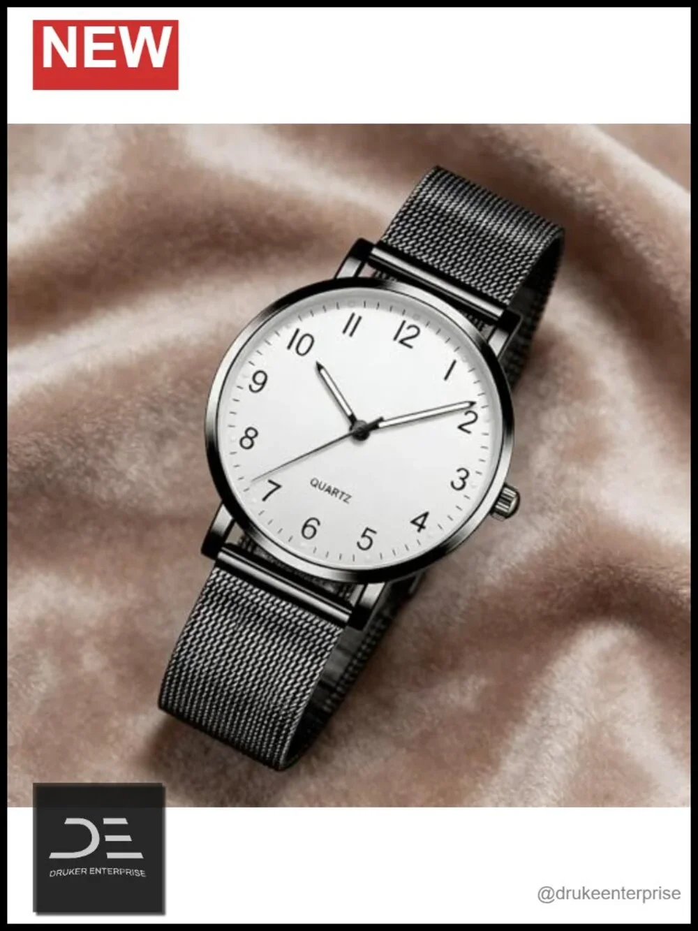 Round Dial Stainless Steel Quartz Wrist Watch with Arabic Numerals